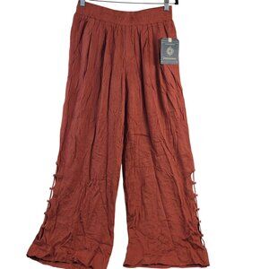 NWT Democracy Women's Rust Wide-Leg Pants With Side Tie Curve Equality Fit Sz MP